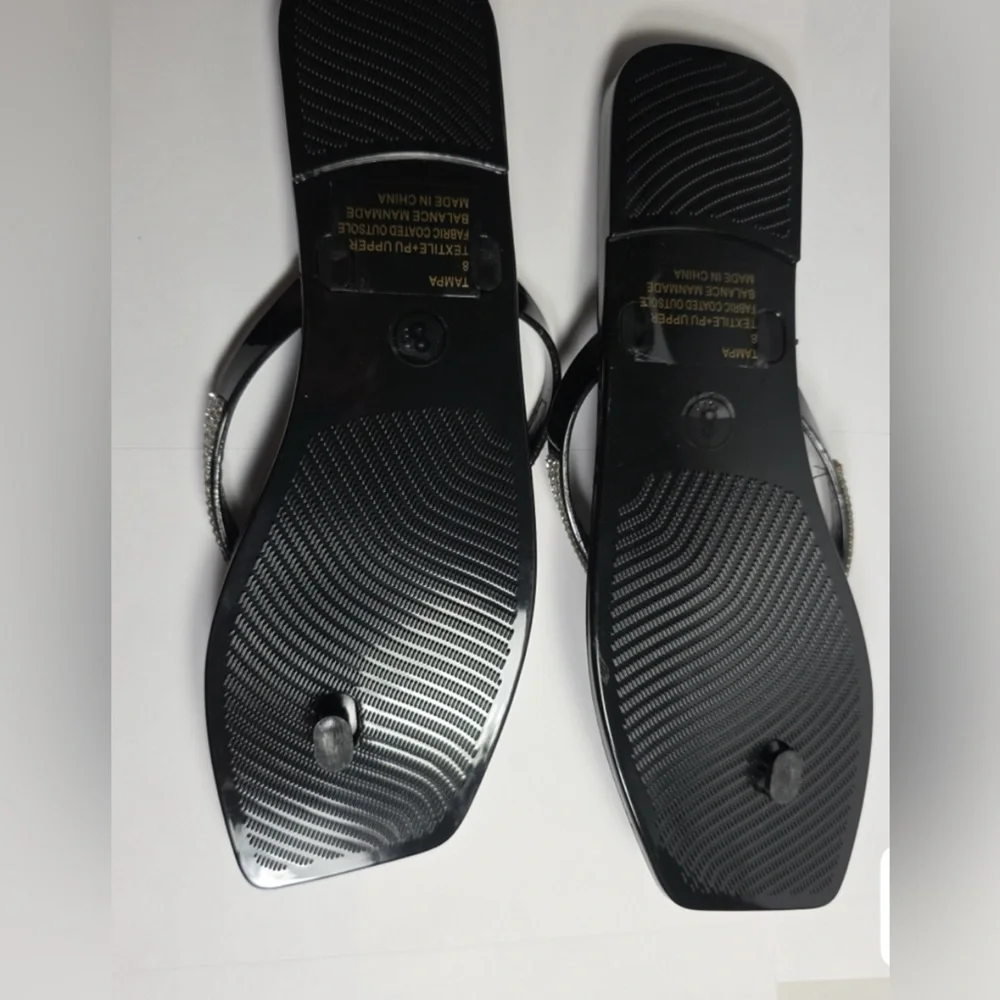 Lauren Lorraine Black Sandals with Rhinestone Trim - Picture 2 of 5